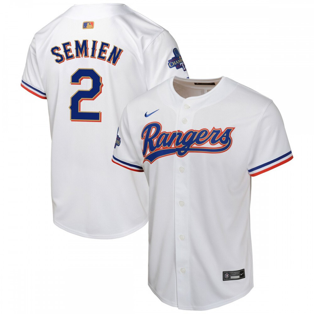Marcus Semien Texas Rangers Youth 2024 Gold Collection Limited Player Jersey – White-Pro Kit Vault | Brand New 26/27 Sports Jerseys